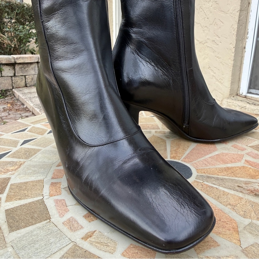 Bally Steviera Boots Black Leather Knee High Block Heel Made in Italy US 6 NWOB - Picture 9 of 13